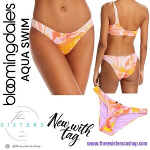 Aqua Swim Bloomingdale’s Exclusive pink and orange Swirl Bikini Bottom XS NWT